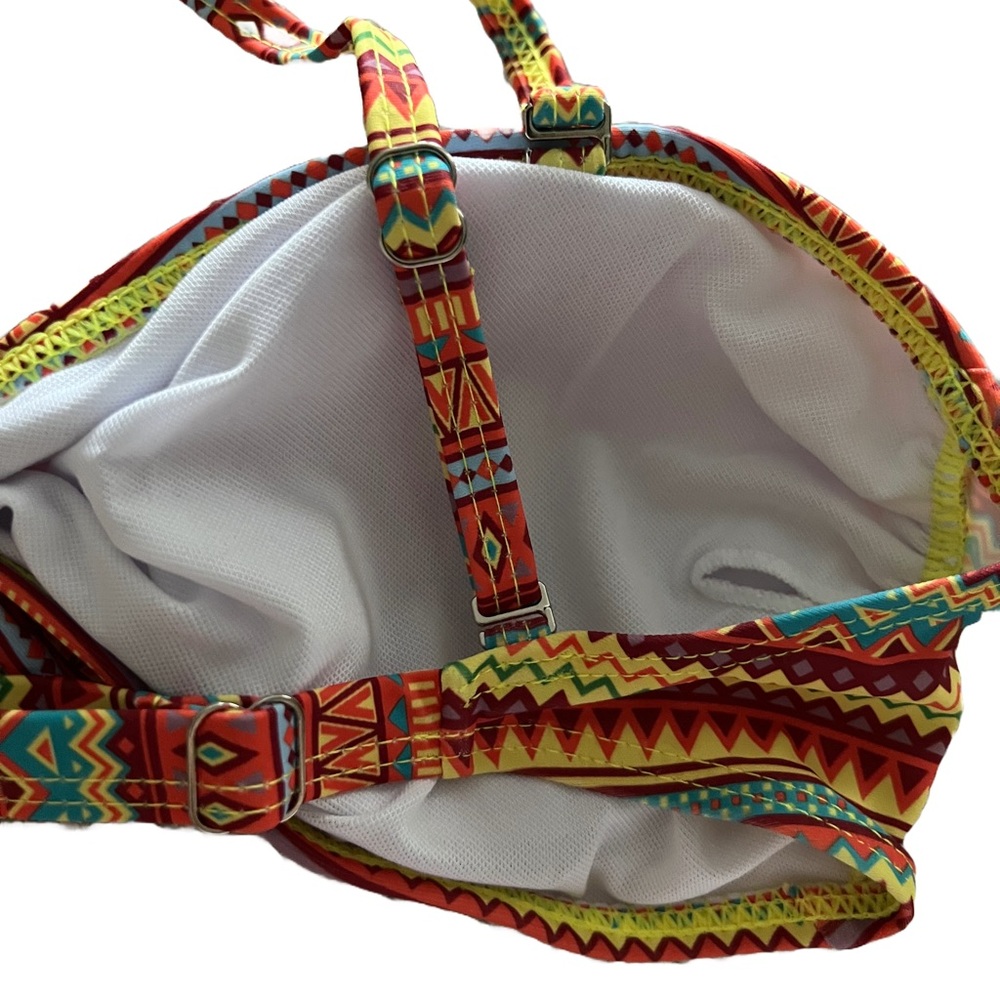 Multicolor Ethnic Print Bandeau Bikini Set - Picture 8 of 15